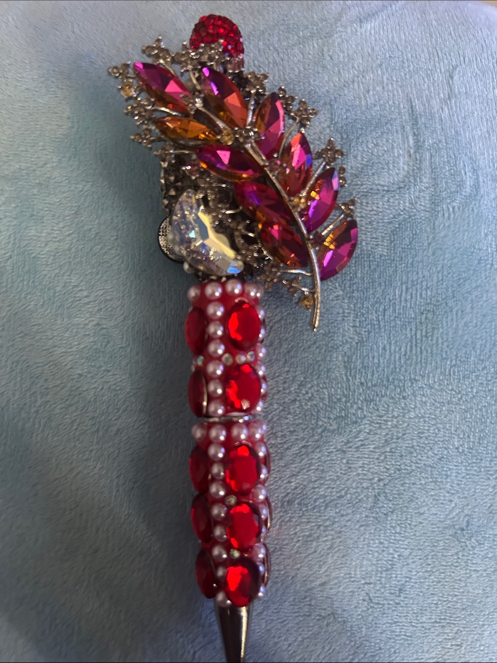 Handmade Red Bling Pen Rhinestone Crystal Beaded Luxury Decorative Pen
